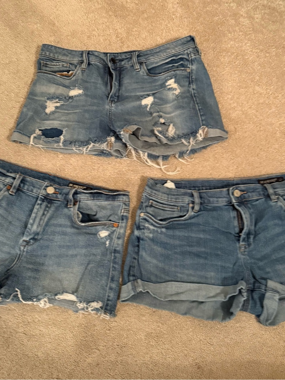 Blank NYC Light Blue Distressed Denim Shorts Trio